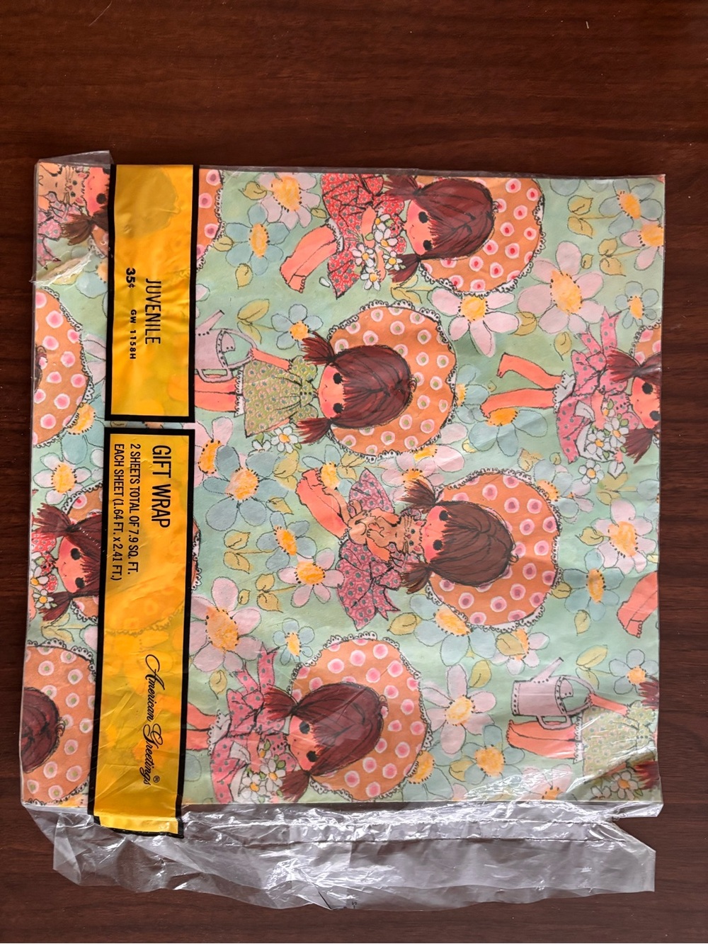 1 sheet of 80s big eyed girl wrapping paper